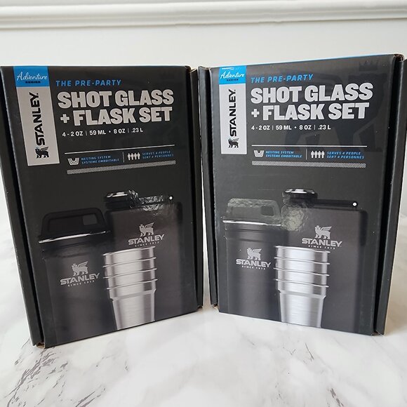 NIB Set of TWO Stanley Adventure Pre-Party Shot Glass + Flask Set in Black - Picture 1 of 12